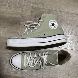 Converse All Star High-Tops Platform in Sage Green